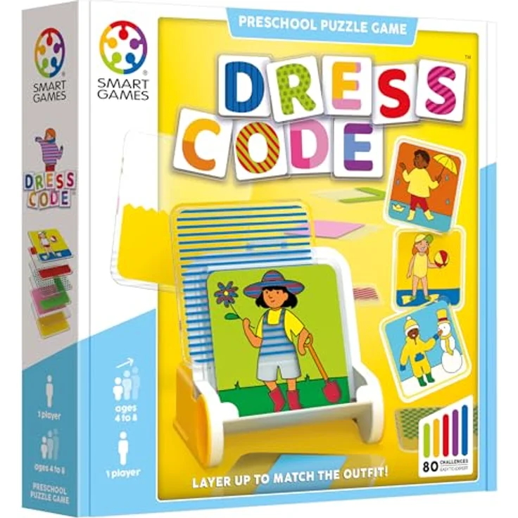 SMART Toys & Games Dress Code, Brettspiel zur Förderung von logischem Denken und motorischen Fähigkeiten, 80 Aufgaben, für Kinder ab 4 Jahren – Bild 1