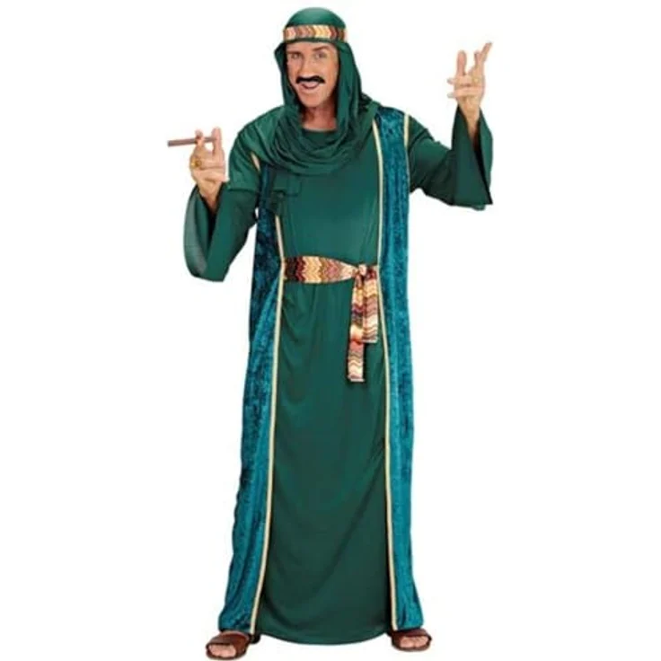 W WIDMANN MILANO Party Fashion Kostüm Arabischer Scheich, Größe L, inklusive Robe, Weste, goldener Gürtel und Kopftuch – Bild 1