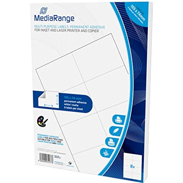 MediaRange Universal-Etiketten, stark haftend, 105x74mm, weiß, 400 Etiketten