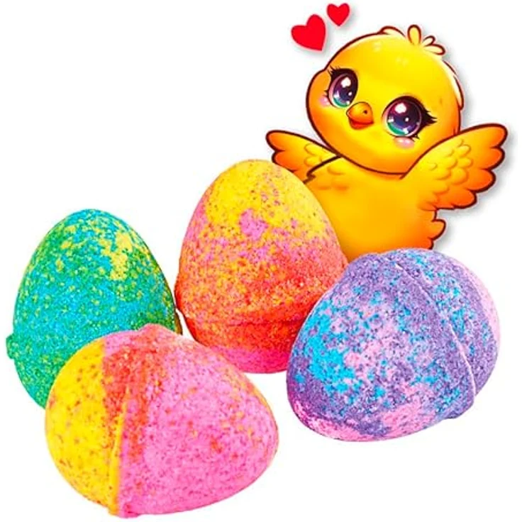 Simba Glibbi Blubber Ei, Vier sprudelnde Badebomben in Eiform, mit Erdbeerduft, Lila/Rosa/Blau/Rot, ab 3 Jahren – Bild 2