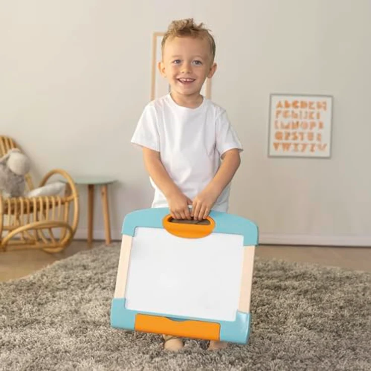 Smoby Modulo Slate, Tisch-Maltafel aus Holz und Kunststoff mit magnetischer weißer Seite, Ablagefach und wasserlöslichem Filzstift, 38 x 30,5 x 27 cm – Bild 8