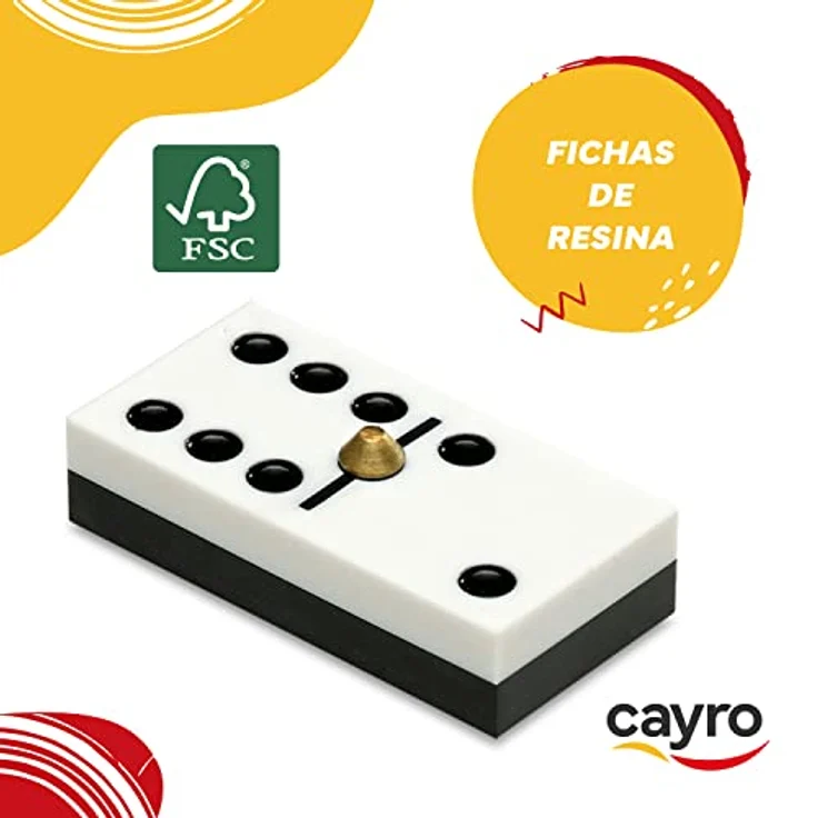 Cayro Domino Competicion, Legespiel mit Holzkiste und goldenen Mitteldetails, für 2-4 Spieler, geeignet für Kinder und Erwachsene – Bild 3