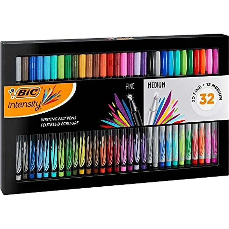 Bic Intensity Box, Schreibstifte mit 20 Fineliner in kräftigen Farben, umweltfreundliche Verpackung – Bild 1
