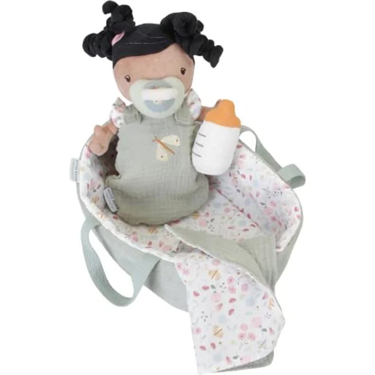 Little Dutch 4555 Stoffpuppe Babypuppe Evi mit Tragekorb und Zubehör - Flowers & Butterflies – Bild 2