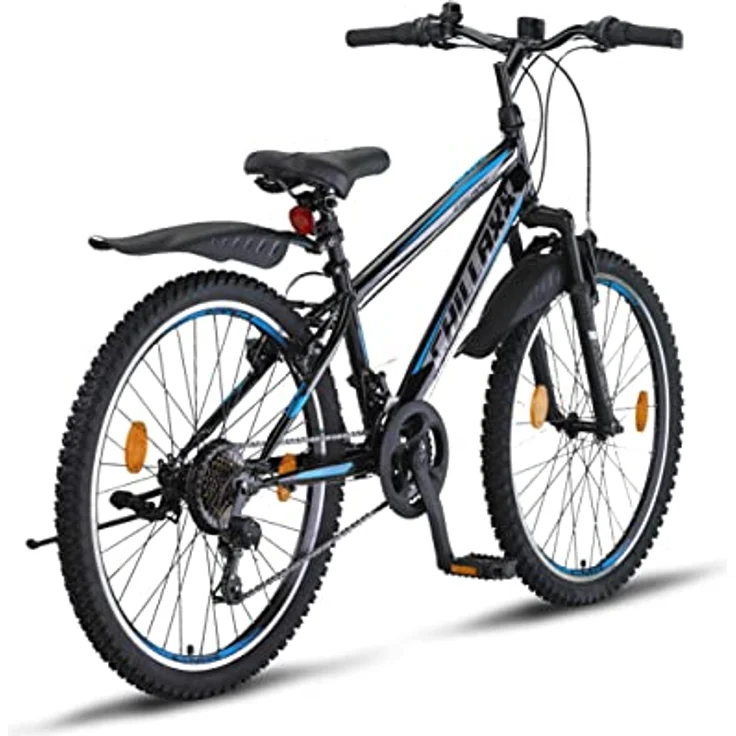 Chillaxx Bike Escape Premium Mountainbike in 24 und 26 Zoll Fahrrad für Mädchen Jungen Herren und Damen - 21 Gang Schaltung (24 Zoll, Schwarz-Blau V-Bremse) – Bild 3