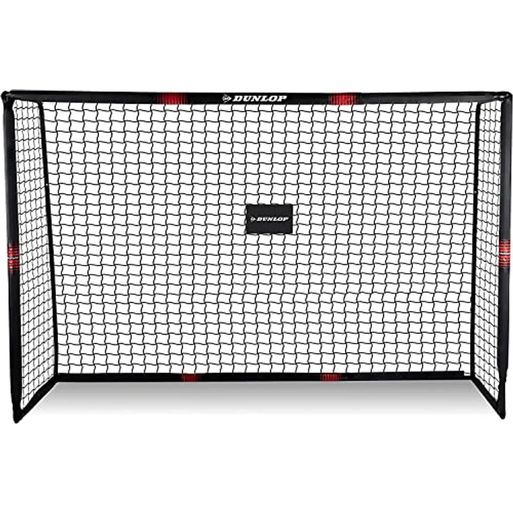 Dunlop Fußballtor - 300 x 200 x 120 cm - Metall - Fußball-Trainingsgeräte für alle Altersgruppen - Einfache Montage - Schwarz/Rot – Bild 1