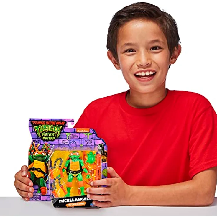 Teenage Mutant Ninja Turtles Michelangelo Basic Figure, 11,4 cm bewegliche Sammelfigur mit Nunchaku und Zubehör – Bild 5