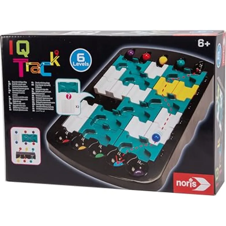 Noris IQ Track, Denkspiel für unterwegs mit 60 Herausforderungen, kompakt ab 6 Jahren