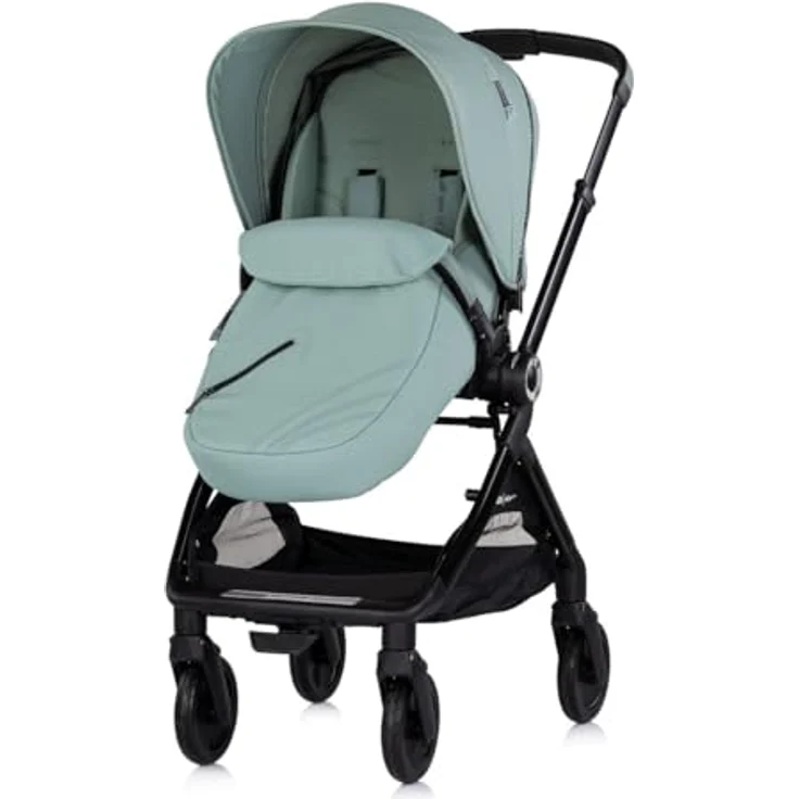 Chipolino Kombikinderwagen Elite 2 in 1, klappbar mit Fußsack und Moskitonetz, grün – Bild 3
