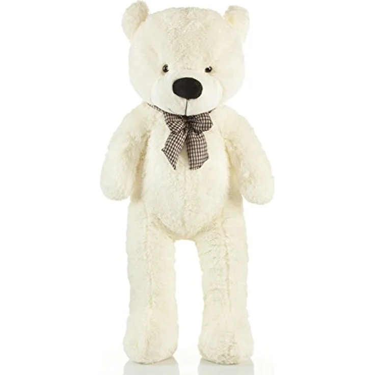 Feluna Riesen Teddybär XXL Kuschelbär 120 cm groß Plüschbär - Original Teddy Bär mit Schleife Weiß – Bild 2