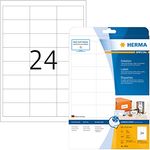 HERMA 4820 Universal Etiketten für Inkjet Drucker DIN A4 (66 x 33,8 mm, 25 Blatt, Papier, matt) selbstklebend, bedruckbar, permanent haftende Aufkleber, 600 Klebeetiketten, weiß