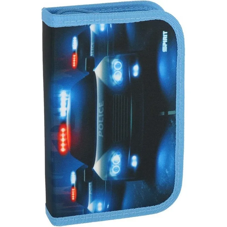 Spirit Federmäppchen Schüler-Etui Polizei 28 teilig 1-Zipper Mäppchen, Polyester, blau