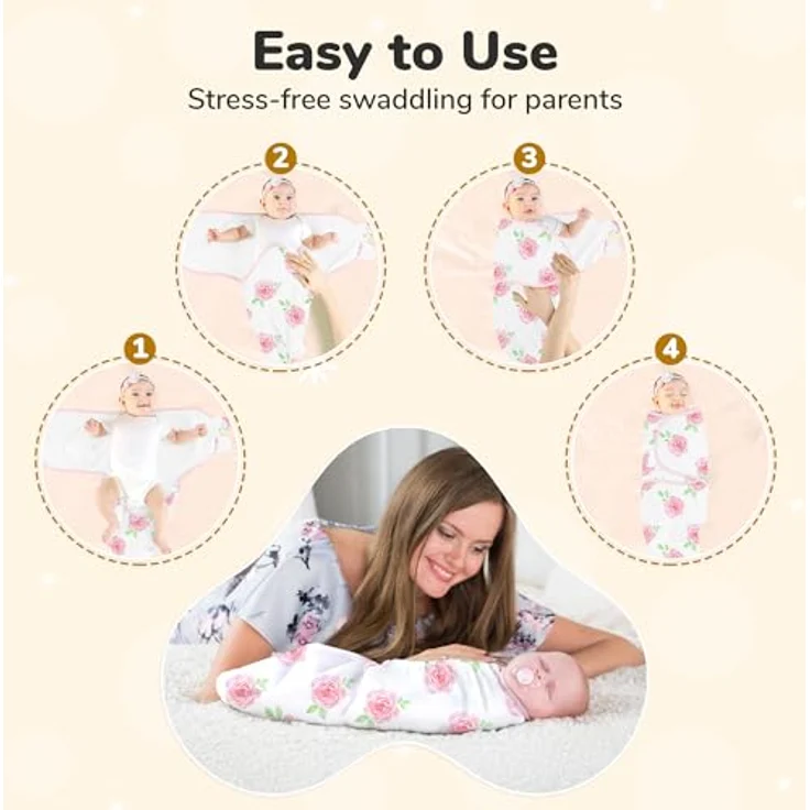 Mama Cheetah Baby Swaddle Sack 3-6 Monate, Bio-Baumwolle, verstellbarer Schlafsack für Säuglinge, 3er-Pack, fördert gesunden Schlaf und Hüftgesundheit – Bild 3