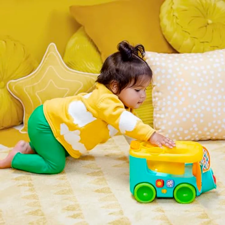 Bright Starts Pop & Roll Safari Bus, Lernspielzeug mit Licht und Sound, inklusive Bälle und Tropengeräuschen – Bild 4