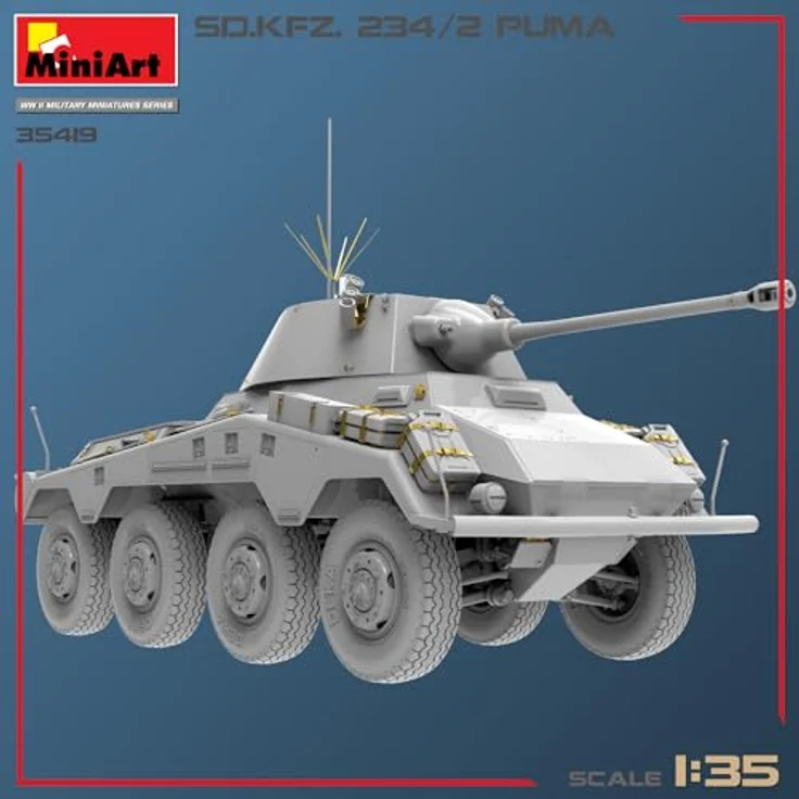 Other 1:35 Sd.Kfz.234/2 Puma, Modellfahrzeug mit beweglichen Kettengliedern und 6 Varianten-Optionen – Bild 8