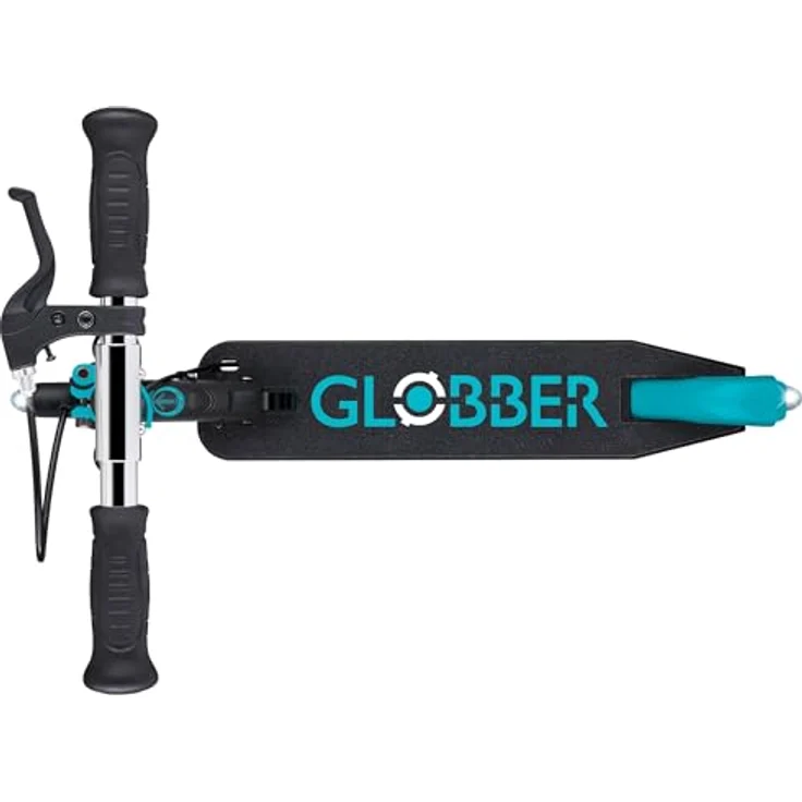 Globber Flow Element Junior Lights, Faltbarer Tretroller mit 2 Rädern, Hinterradbremse, verstellbarem Lenker und LED-Lichtern, für Kinder ab 4 Jahren, Türkis – Bild 3