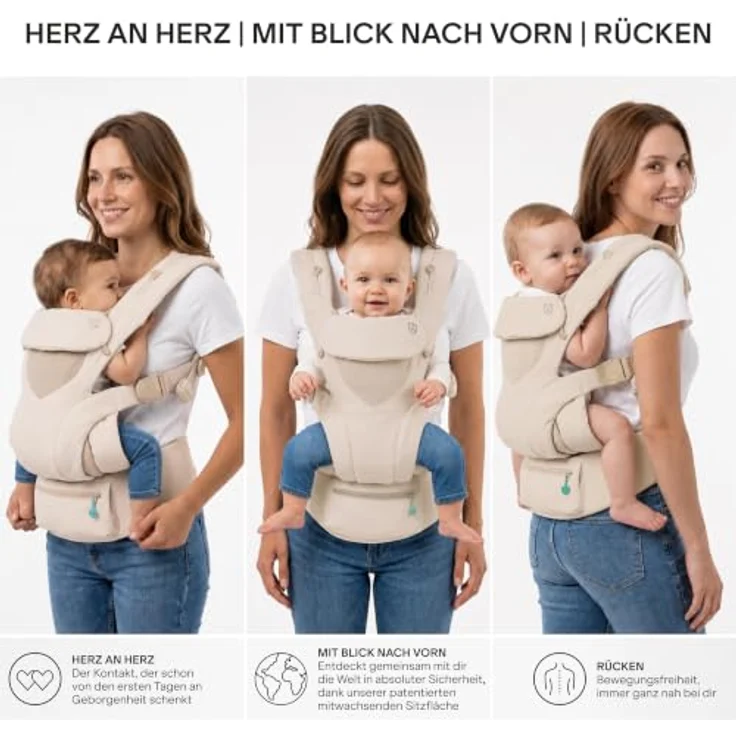 Koala Cuddle Carry, Babytrage für Neugeborene bis 20,4 kg, ergonomisch mit 3 Tragepositionen, inklusive Windschutzkapuze – Bild 4
