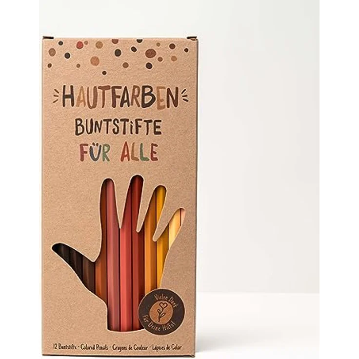Hautfarben-Buntstifte, Buntstifte für alle, Set mit 12 Buntstiften in unterschiedlichen Farbtönen, nachhaltige Materialien, für Kinder ab 3 Jahren (Deutsch/Englisch) – Bild 1
