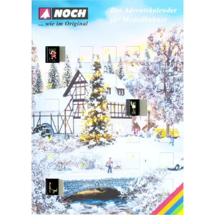 NOCH Figuren-Adventskalender, 25 handkolorierte Figuren für Spurweite H0, ideales Geschenk für Modellbahner