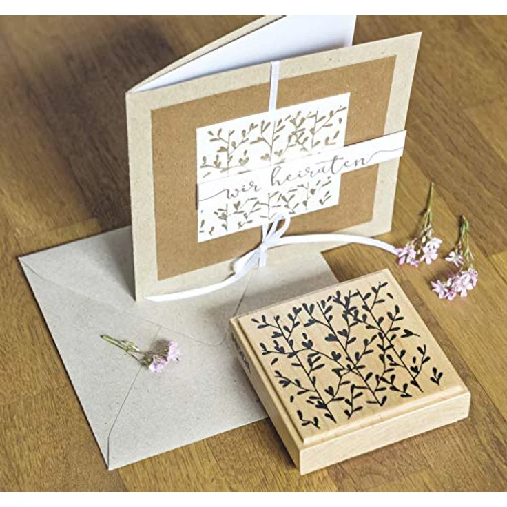 Heyda Holzstempel "Wir heiraten", 11,6x3,1cm, hochwertiger Stempel für Karten- und Dekorationsgestaltung – Bild 3