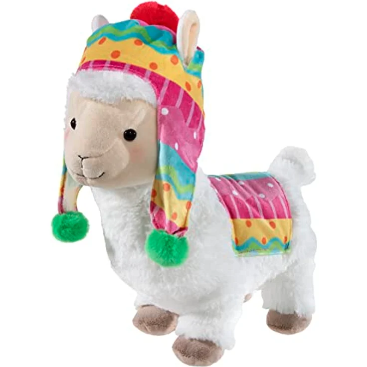 Heunec 321274 Plüschtier, Synthetikplüsch, stehende Position, kunterbunte Mütze, weiß