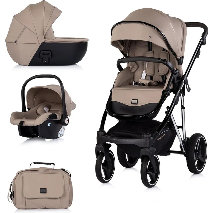 Chipolino Kombikinderwagen 3 in 1 Imperium, inklusive Babyschale, Babywanne, Tasche und Korb, braun