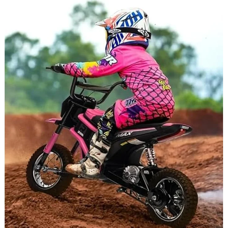 FINOOS Elektro Motorrad Kinder Hurricane 24V, 350W Motor, 8/16 KMH Geschwindigkeitsmodus, 20KM Reichweite, 12 Zoll Luftreifen, Rosa – Bild 3