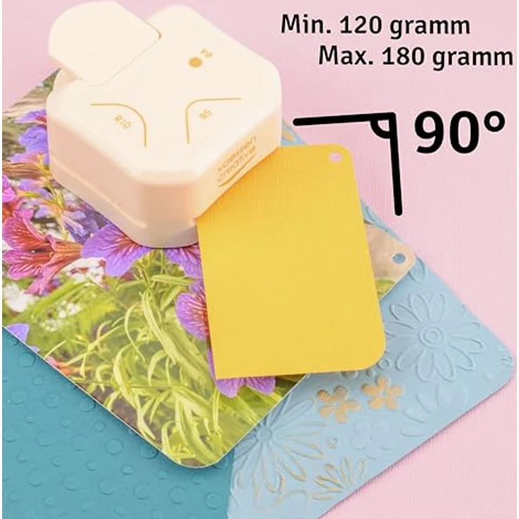 Vaessen Creative 3-in-1 Eckenstanzer, Papierstanzer für runde Ecken, Anhänger und Etiketten, Weiß-gold – Bild 4