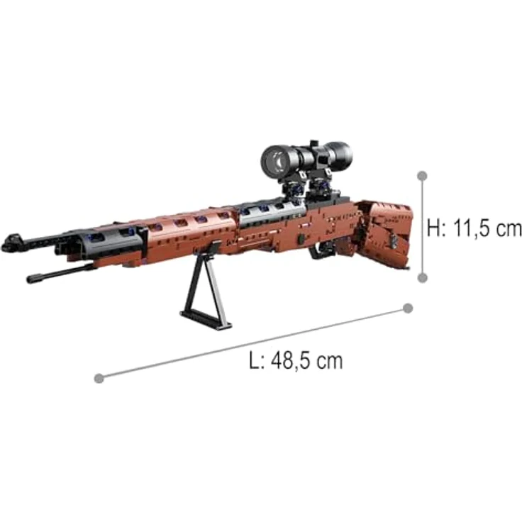 JAMARA CADA Karabiner 98K Bricks, Klemmbausteine Set mit 653 Teilen, Soft-Darts, LED Fadenkreuz, Tragegurt, für Kids ab 8 Jahren – Bild 3