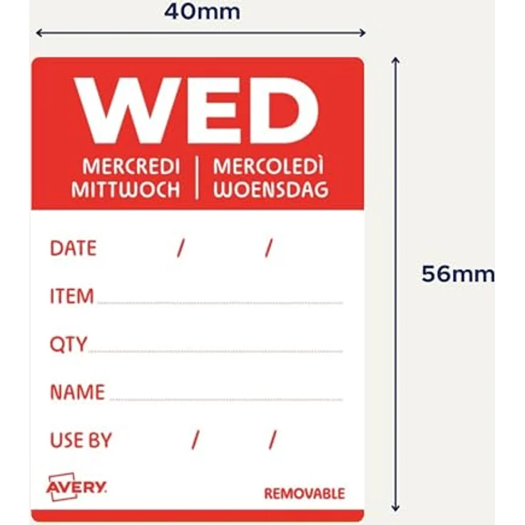AVERY Zweckform WED Tagesetiketten, weiß, 56,0 x 40,0 mm, 500 Stück, selbstklebend, ablösbar – Bild 9