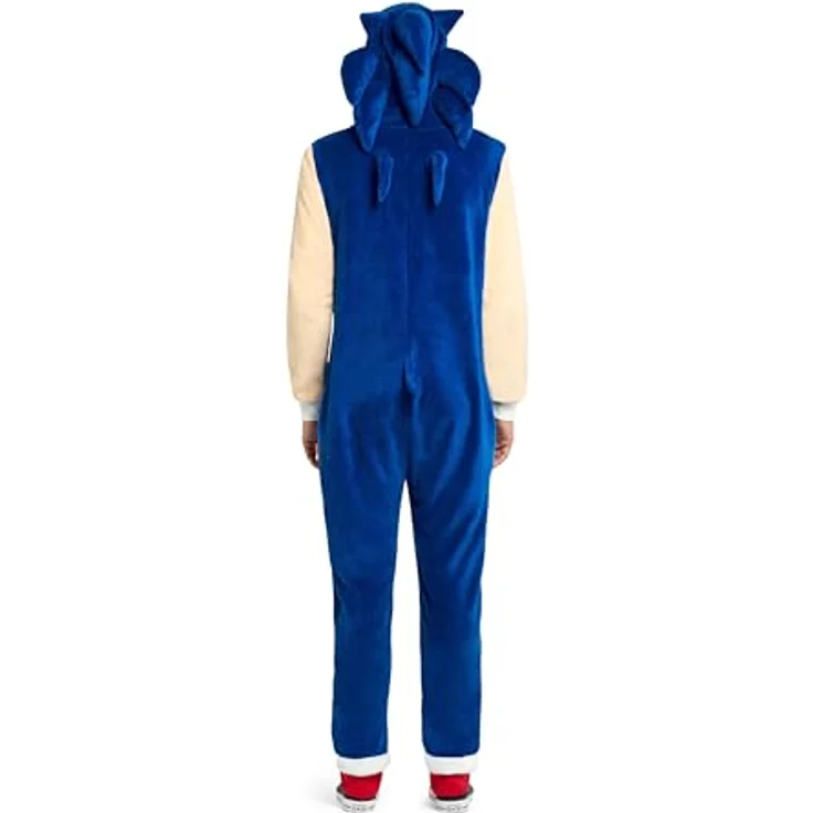 Konjac Sponge Sonic The Hedgehog Onesie (XXL), Kapuzenoverall aus weichem Fleece mit durchgehendem Reißverschluss und Seitentaschen – Bild 3