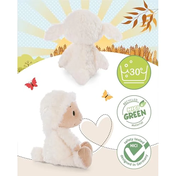 NICI Kuscheltier Schaf Sheepmila, 22 cm, weiches Plüschtier aus recyceltem Material, ideal zum Kuscheln und Spielen, Geschenkidee für Kinder und Erwachsene, weiß, 62253 – Bild 3