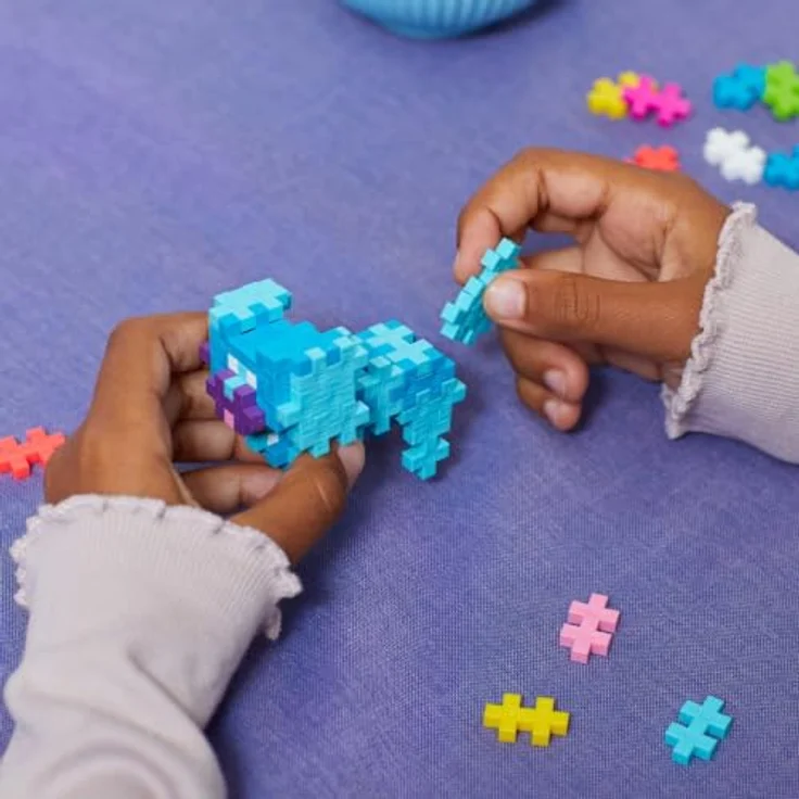 Plus-Plus 3962 Geniales Konstruktionsspielzeug, Learn to Build Haustiere, Kreativ-Bausteine für Kinder, 275 Teile, bunte Haustiere - blau – Bild 3
