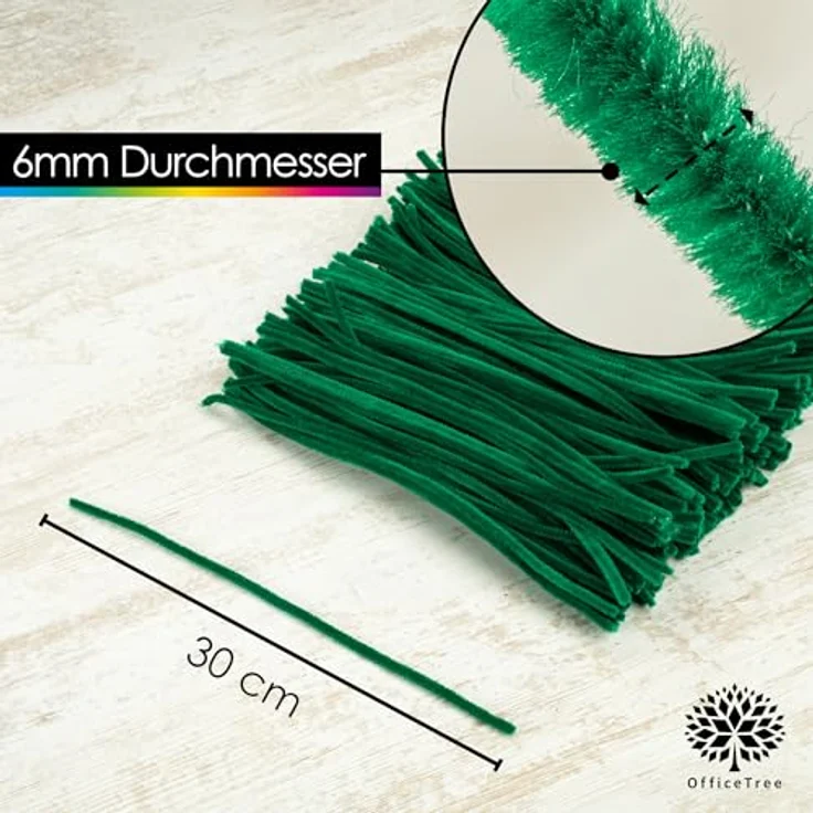 OfficeTree Pfeifenreiniger Grün, 220 Stück, 30 cm lang, formstabil und flexibel für Bastelprojekte – Bild 2