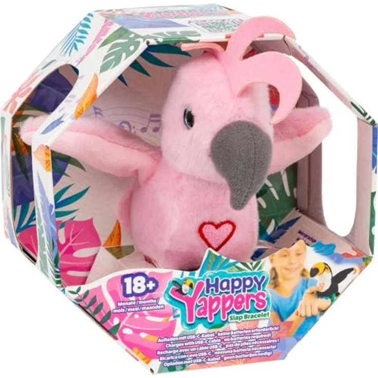 Happy Yappers Interaktiver Plüschvogel Kakadu – Nachsprech-Modus, Musik & Chirping Sounds, Schlafmodus, Wiederaufladbar, USB-C-Ladekabel inklusive, für Kinder ab 18 Monaten – Bild 2