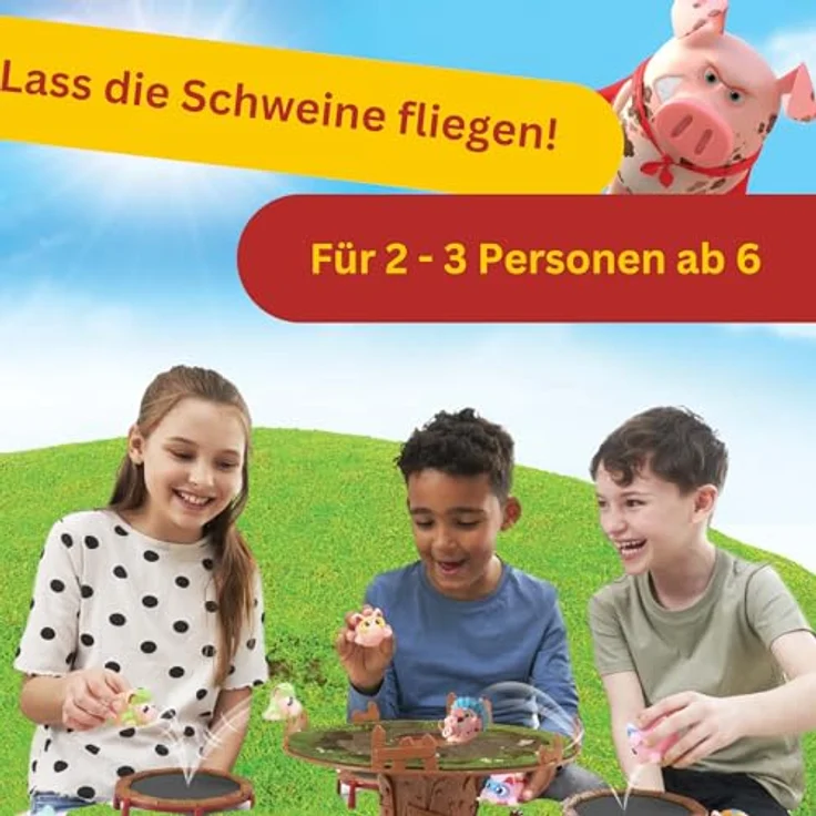 Hutter Trade HUCH! | Flieg, Schweinchen, flieg | Lustiges Aktionsspiel ab 6 Jahren | Schnelles Reaktionsspiel | Dauer 15-20 Min. | Für 2-3 Spieler – Bild 2