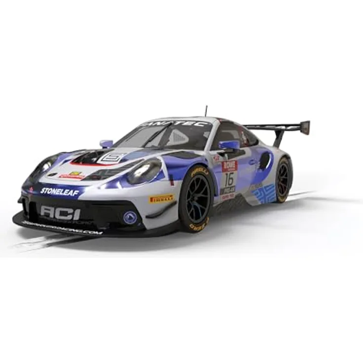 Scalextric C4522 Porsche 911 GT3 R ACI Motorsport, Slotcar 1:32 mit LED-Beleuchtung und DPR, kompatibel mit ARC AIR/ARC ONE
