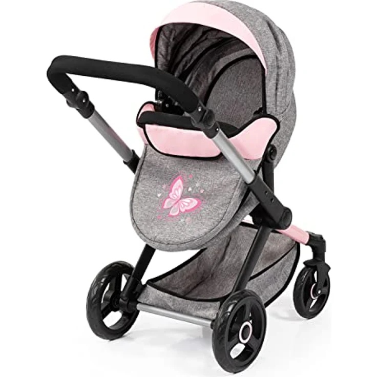 Bayer Design Kombi-Puppenwagen Xeo Schmetterling grau rosa – Bild 5