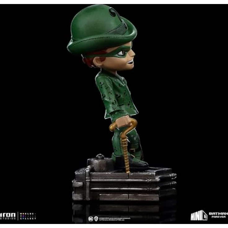 Iron Studios MiniCo Riddler Statue, 15cm detailreiche Figur aus Batman Forever mit grünem Anzug und Bowlerhut – Bild 3