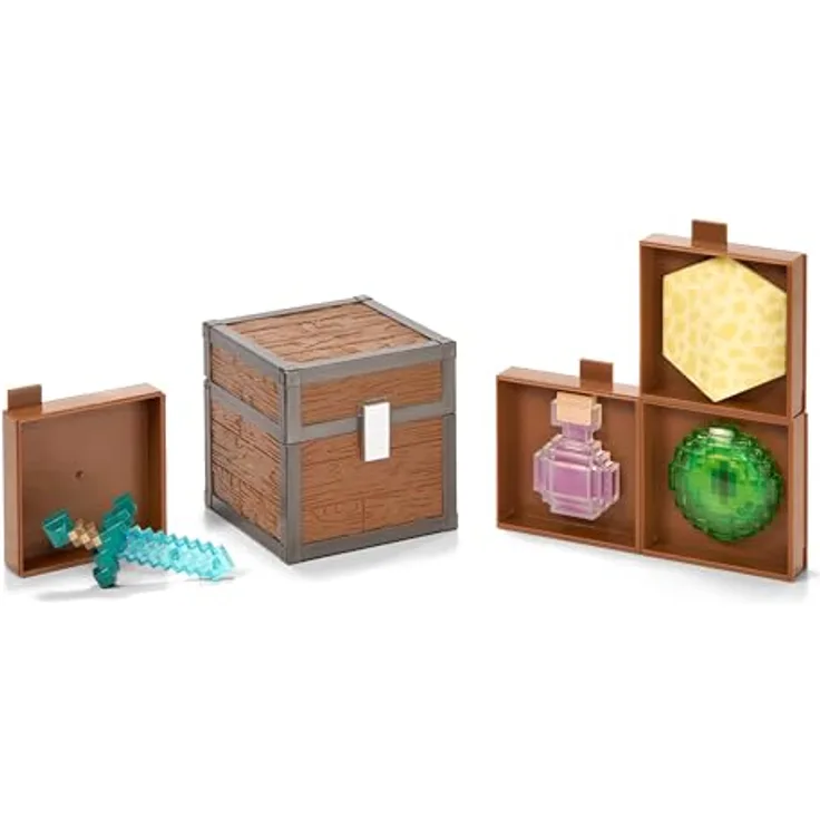Noble Collection Minecraft Loot Chest The End, 10 cm Beutetruhe mit Diamantschwert, Endstein, Drachenatem-Flasche und Auge von Ender