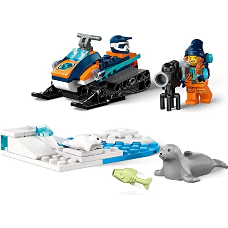 LEGO City Arktis-Schneemobil, Konstruktionsspielzeug-Set mit 3 Tier-Figuren und einer Explorer-Minifigur, für Kinder ab 5 Jahren 60376 – Bild 3