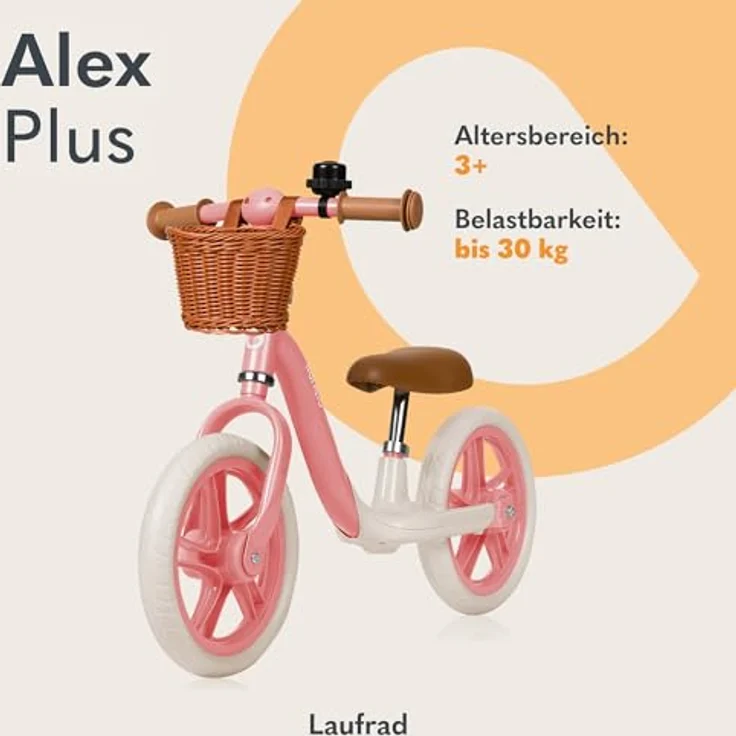 Lionelo Alex Plus Kinderlaufrad bis 30 kg, Eva-Schaumstoffräder 30,5 cm, Verstellbarer Sitz und Lenker, Leicht 3,4 kg - Laufrad für Kinder ab 3 Jahren – Bild 2