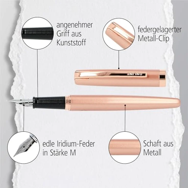 Online Pen Eleganza Füller, Patronenfüller aus Metall mit Iridium Feder, medium, in Geschenkbox – Bild 5