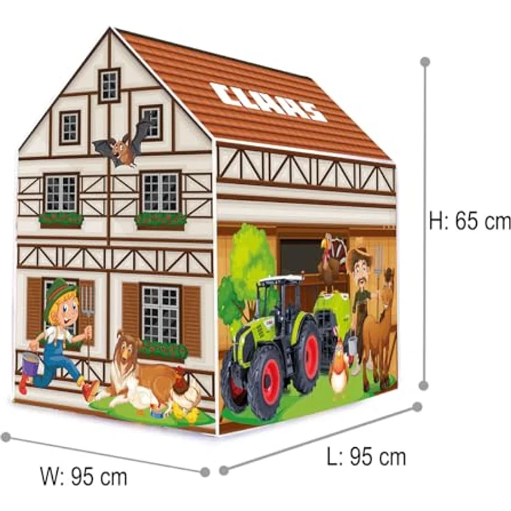 JAMARA 460754 Claas Spielhaus Bauernhof, lizenziertes Indoor-Zelt mit Türöffnung, einfache Montage, leicht und platzsparend demontierbar – Bild 3