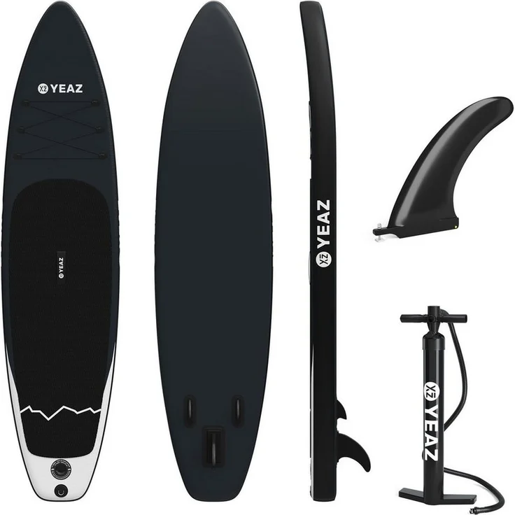 YEAZ Inflatable SUP-Board NALU - EXOTRACE PRO - Stand-Up Paddling Board, Inflatable (Set) inkl. Finne und Handpumpe - vielseitig einsetzbar, stabil, mit Anti-Rutsch-Deck, verbesserte Geschwindigkeitsregulierung - blau - Preisvergleich