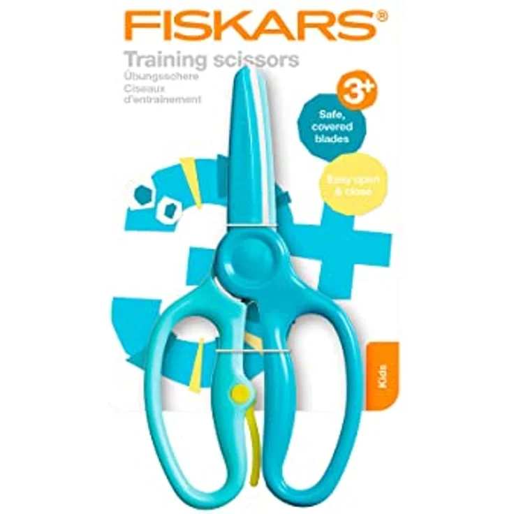 Fiskars Kinderschere, Zum Erlernen des Schneidens, Länge: 13 cm, Metall-Klingen, Blaugrün – Bild 2