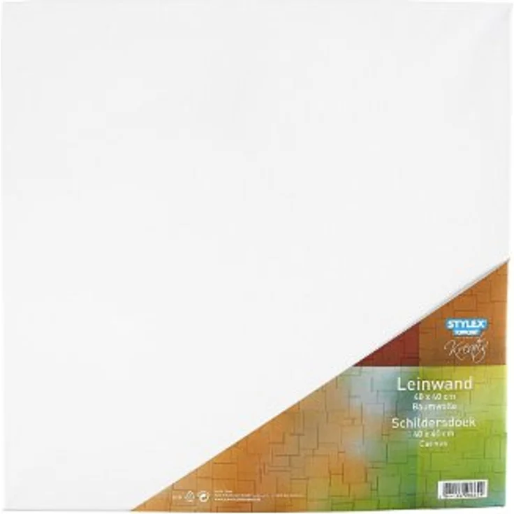 Stylex Schreibwaren Leinwand bespannter Keilrahmen 40x40cm, grundierte Leinwand, rückseitig geheftet – Bild 2