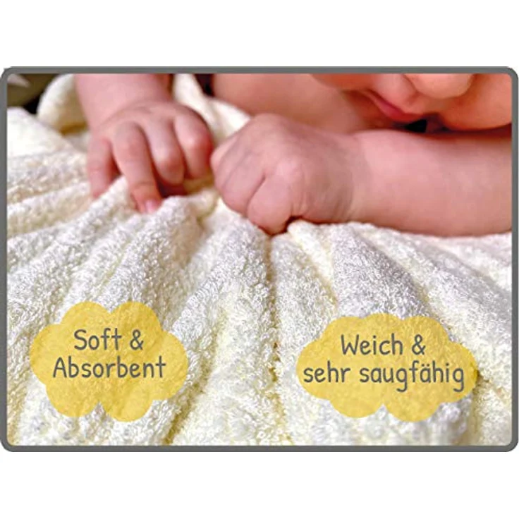 HECKBO Baby Handtuch Kapuze Küken inkl. Waschlappen, ab 0 Jahre, Neuheit: 2 Druckknöpfe, Baby Geschenk Mädchen Jungen, weiches saugfähiges Material 90x100cm Kinder Badetuch Bademantel Kapuzenhandtuch – Bild 5