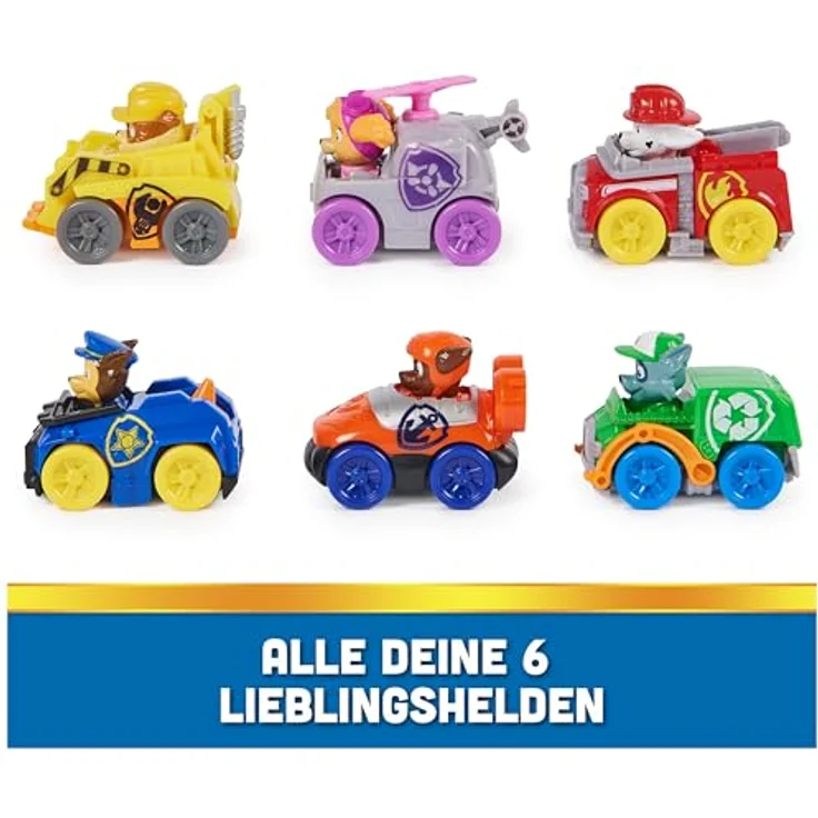 Paw Patrol Pup Squad Racers, Spielzeugautos-Set mit 6 Fahrzeugen, ideal für Kinder, authentische Welpen-Uniformen – Bild 6
