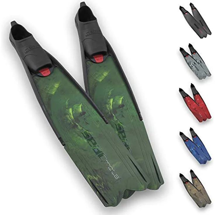 Seac Motus Langen Flossen Fußteil, Ideal für Tauchen und Apnöetauchen, camo grün, 47/48 – Bild 1